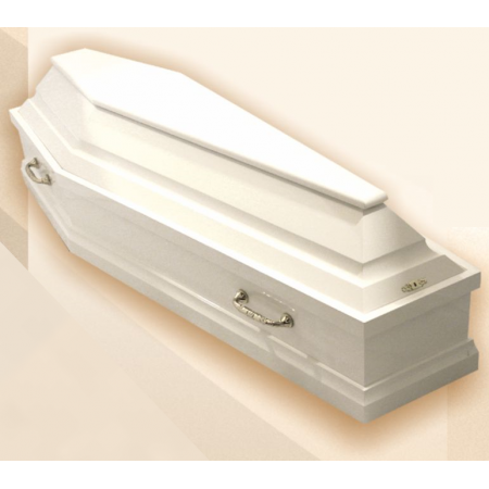 Шестигранный белый гроб